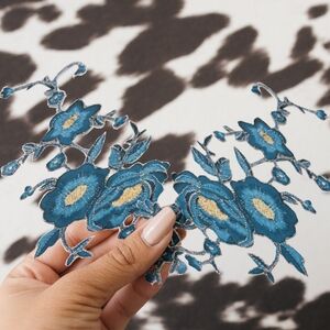Blue Floral Embroidered Pasties